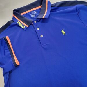 Polo Ralph Lauren Performance Mens M Blue Orange Salesman Sample Polo Shirt Rare